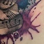 Tattoos - Watercolor Rose with Music Notes - 132593